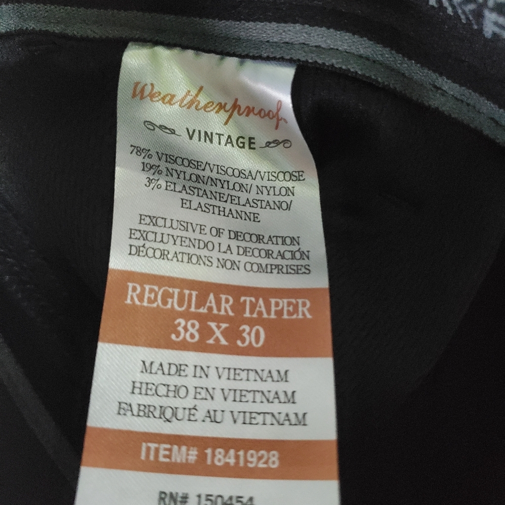 Men's Weatherproof Vintage Hybrid Tech Regular Taper Pants Black Size 38x30 NWT - Picture 11 of 11